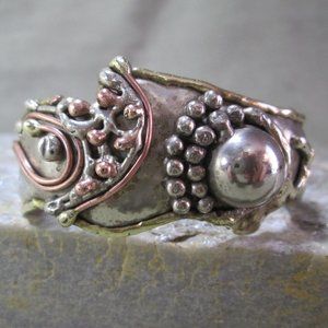 Mixed Metal Cuff Bracelet WILD Asymmetrical Design